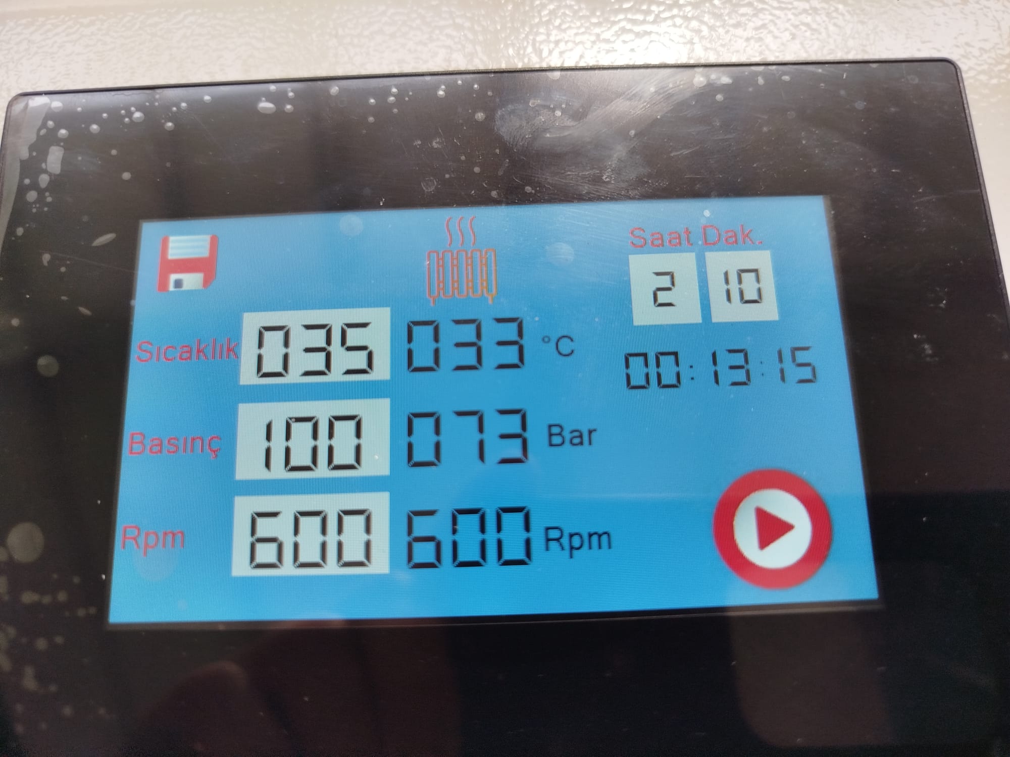 Hidrotermal Otoklav Dokunmatik HMI Ekran Arayüzü